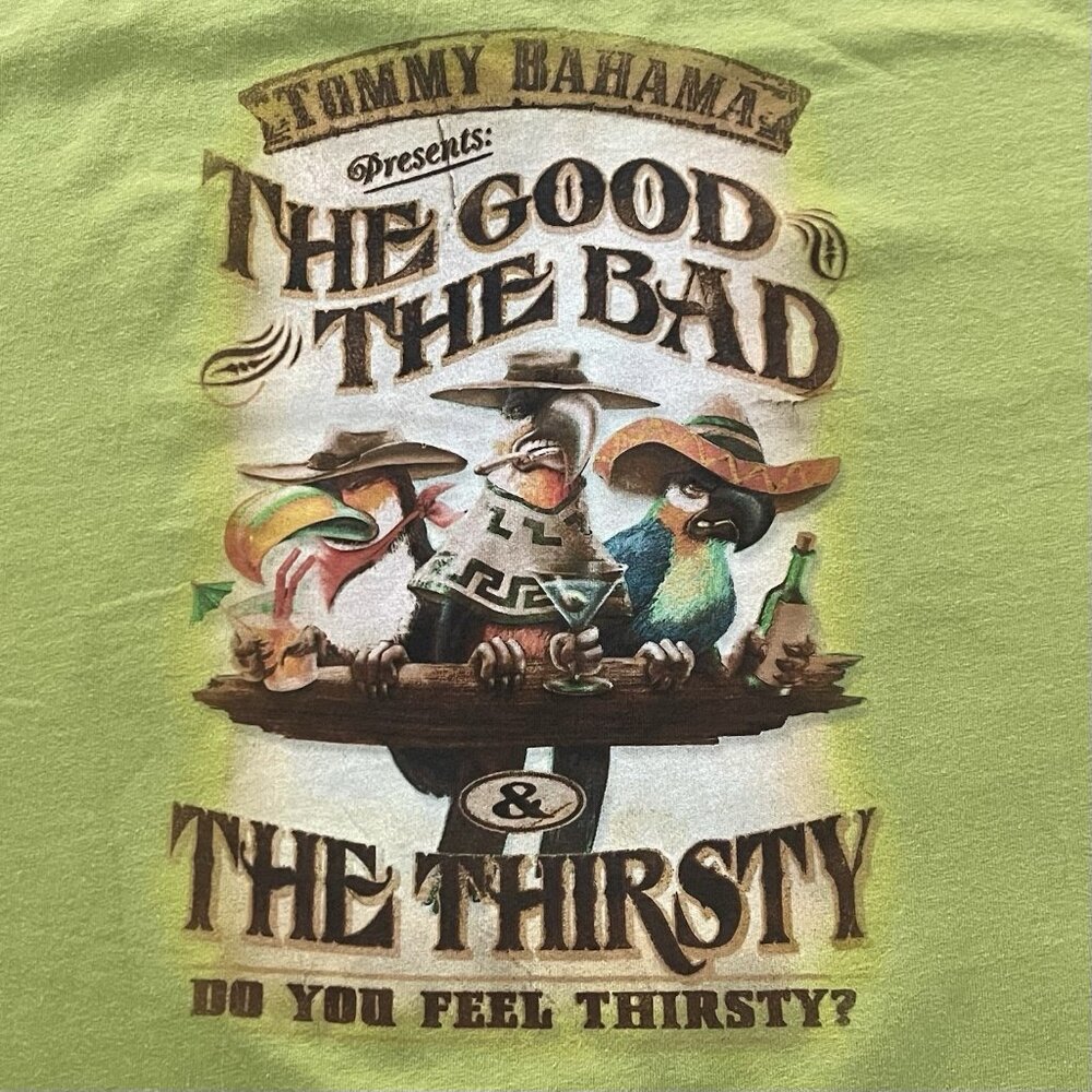 Tommy Bahama Mens Graphic T Shirt Western Parrot Bar XL Tropical Casual Y2K